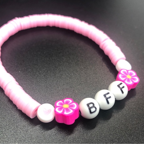BFF Pink Clay Bead Stretchable Stackable Bracelets - Picture 8 of 13